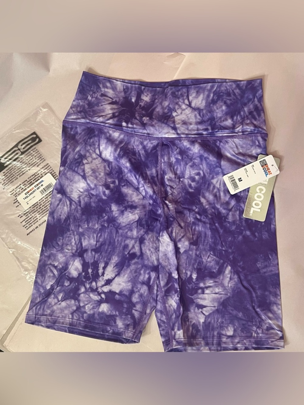 NWT • 32°Degrees Purple Tie-Dye Spandex Bike Shorts • 8” Inseam